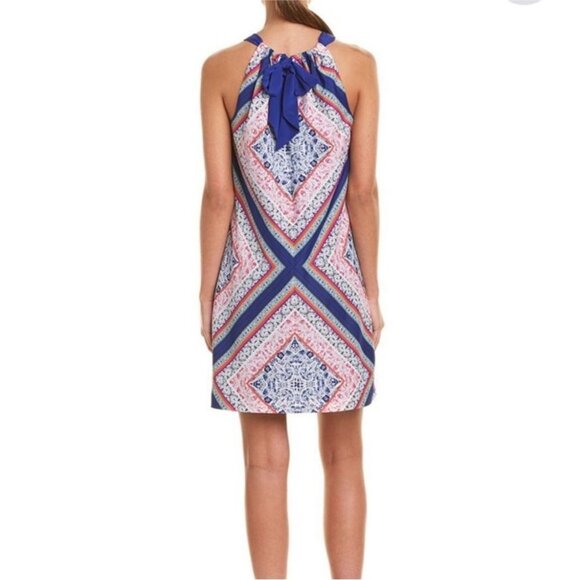 Trina Turk Dress Women Sz 0 Blue Multicolor Scarf Print Rancho Halter Farmcore - Picture 2 of 4